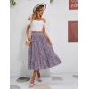Zeagoo Women’s Midi Skirts High Waisted Pleated A-Line Swing Skirts Summer Floral Long Skirts with Pockets(Floral-purple)