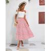 Zeagoo Women’s Midi Skirts High Waisted Pleated A-Line Swing Skirts Summer Floral Long Skirts with Pockets(Pink 2)