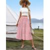 Zeagoo Women’s Midi Skirts High Waisted Pleated A-Line Swing Skirts Summer Floral Long Skirts with Pockets(Pink 2)