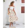 Zeagoo Women’s Midi Skirts High Waisted Pleated A-Line Swing Skirts Summer Floral Long Skirts with Pockets(Pink Floral Apricot Print)