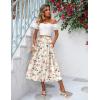 Zeagoo Women’s Midi Skirts High Waisted Pleated A-Line Swing Skirts Summer Floral Long Skirts with Pockets(Pink Floral Apricot Print)