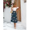 Zeagoo Women’s Midi Skirts High Waisted Pleated A-Line Swing Skirts Summer Floral Long Skirts with Pockets(Pink Floral Navy Print)
