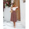 Zeagoo Women’s Midi Skirts High Waisted Pleated A-Line Swing Skirts Summer Floral Long Skirts with Pockets(Red Polka Dots)