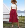 Zeagoo Women’s Midi Skirts High Waisted Pleated A-Line Swing Skirts Summer Floral Long Skirts with Pockets(Red Round Dot)