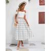 Zeagoo Women’s Midi Skirts High Waisted Pleated A-Line Swing Skirts Summer Floral Long Skirts with Pockets(White Polka Dot)