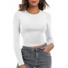 Zeagoo Womens Ribbed Fitted Crop Tops Long Sleeve T Shirts Basic Scoop Neck Casual Slim Fitted Y2k Clothes 2025(01 White)