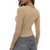 Zeagoo Womens Ribbed Fitted Crop Tops Long Sleeve T Shirts Basic Scoop Neck Casual Slim Fitted Y2k Clothes 2025(Black beige)