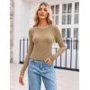 Zeagoo Womens Ribbed Fitted Crop Tops Long Sleeve T Shirts Basic Scoop Neck Casual Slim Fitted Y2k Clothes 2025(Black beige)