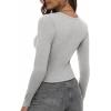 Zeagoo Womens Ribbed Fitted Crop Tops Long Sleeve T Shirts Basic Scoop Neck Casual Slim Fitted Y2k Clothes 2025(Grey)