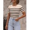 Zeagoo Women’s Short Sleeve Basic Slim Fit Tops Crewneck Ribbed Knit T Shirt Cute Summer Outfits