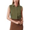 Zeagoo Women’s Sleeveless Button Down Shirts Blouses Solid Casual Basic V Neck Tank Tops for Work S-XXL(Army Green)