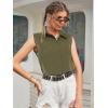 Zeagoo Women’s Sleeveless Button Down Shirts Blouses Solid Casual Basic V Neck Tank Tops for Work S-XXL(Army Green)