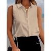 Zeagoo Women’s Sleeveless Button Down Shirts Blouses Solid Casual Basic V Neck Tank Tops for Work S-XXL(Beige)