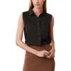 Zeagoo Women’s Sleeveless Button Down Shirts Blouses Solid Casual Basic V Neck Tank Tops for Work S-XXL(Black)