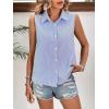 Zeagoo Women’s Sleeveless Button Down Shirts Blouses Solid Casual Basic V Neck Tank Tops for Work S-XXL(Blue Stripe 1)