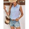 Zeagoo Women’s Sleeveless Button Down Shirts Blouses Solid Casual Basic V Neck Tank Tops for Work S-XXL(Blue Stripe 1)