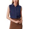 Zeagoo Women’s Sleeveless Button Down Shirts Blouses Solid Casual Basic V Neck Tank Tops for Work S-XXL(Dark Blue)