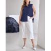 Zeagoo Women’s Sleeveless Button Down Shirts Blouses Solid Casual Basic V Neck Tank Tops for Work S-XXL(Dark Blue)