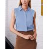 Zeagoo Women’s Sleeveless Button Down Shirts Blouses Solid Casual Basic V Neck Tank Tops for Work S-XXL(Light Blue)
