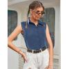 Zeagoo Women’s Sleeveless Button Down Shirts Blouses Solid Casual Basic V Neck Tank Tops for Work S-XXL(Navy)