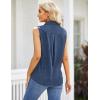 Zeagoo Women’s Sleeveless Button Down Shirts Blouses Solid Casual Basic V Neck Tank Tops for Work S-XXL(Navy)