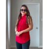 Zeagoo Women’s Sleeveless Button Down Shirts Blouses Solid Casual Basic V Neck Tank Tops for Work S-XXL(Red)