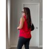 Zeagoo Women’s Sleeveless Button Down Shirts Blouses Solid Casual Basic V Neck Tank Tops for Work S-XXL(Red)