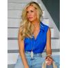 Zeagoo Women’s Sleeveless Button Down Shirts Blouses Solid Casual Basic V Neck Tank Tops for Work S-XXL(Royal Blue)