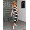 Zeagoo Women’s Spring Summer Casual Dress Bodycon Midi Sleeveless Striped Knit Maternity Tank Sweater Dresses with Side Slit(Black and White Striped)