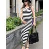 Zeagoo Women’s Spring Summer Casual Dress Bodycon Midi Sleeveless Striped Knit Maternity Tank Sweater Dresses with Side Slit(Black and White Striped)