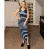 Zeagoo Women’s Spring Summer Casual Dress Bodycon Midi Sleeveless Striped Knit Maternity Tank Sweater Dresses with Side Slit(Navy and White Striped)