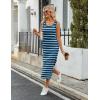 Zeagoo Women’s Spring Summer Casual Dress Bodycon Midi Sleeveless Striped Knit Maternity Tank Sweater Dresses with Side Slit(Navy and White Striped)