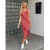 Zeagoo Women’s Spring Summer Casual Dress Bodycon Midi Sleeveless Striped Knit Maternity Tank Sweater Dresses with Side Slit(Red and White Striped)