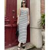 Zeagoo Women’s Spring Summer Casual Dress Bodycon Midi Sleeveless Striped Knit Maternity Tank Sweater Dresses with Side Slit(White and Black Striped)