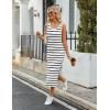 Zeagoo Women’s Spring Summer Casual Dress Bodycon Midi Sleeveless Striped Knit Maternity Tank Sweater Dresses with Side Slit(White and Black Striped)