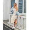 Zeagoo Women’s Spring Summer Casual Dress Bodycon Midi Sleeveless Striped Knit Maternity Tank Sweater Dresses with Side Slit(Yellow and White Striped)