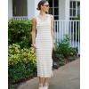 Zeagoo Women’s Spring Summer Casual Dress Bodycon Midi Sleeveless Striped Knit Maternity Tank Sweater Dresses with Side Slit(Yellow and White Striped)