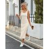 Zeagoo Women’s Spring Summer Casual Dress Bodycon Midi Sleeveless Striped Knit Maternity Tank Sweater Dresses with Side Slit(Yellow and White Striped)