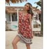 Zeagoo Womens Summer Beach Dresses 2025 Loose Sleeveless Mini Sundress Swimsuit Coverup Spring Casual Boho Tank Dress(Red Print)