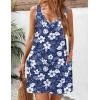 Zeagoo Womens Summer Dress 2026 Loose V Neck Sleeveless Sundresses Swimsuit Coverup with Pockets Floral Tank Dresses(Blue Leaf Print)