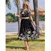 Zeagoo Womens Summer Dresses 2026 Casual Midi Dress Flowy Sundress Ruffle Short Sleeve Tiered Dresses A Line Boho Dress(Black Floral)