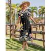 Zeagoo Womens Summer Dresses 2026 Casual Midi Dress Flowy Sundress Ruffle Short Sleeve Tiered Dresses A Line Boho Dress(Black Floral)