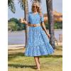 Zeagoo Womens Summer Dresses 2026 Casual Midi Dress Flowy Sundress Ruffle Short Sleeve Tiered Dresses A Line Boho Dress(Blue Floral)