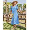 Zeagoo Womens Summer Dresses 2026 Casual Midi Dress Flowy Sundress Ruffle Short Sleeve Tiered Dresses A Line Boho Dress(Blue Floral)
