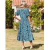 Zeagoo Womens Summer Dresses 2026 Casual Midi Dress Flowy Sundress Ruffle Short Sleeve Tiered Dresses A Line Boho Dress(Blue Green Floral)