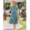 Zeagoo Womens Summer Dresses 2026 Casual Midi Dress Flowy Sundress Ruffle Short Sleeve Tiered Dresses A Line Boho Dress(Blue Green Floral)