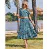 Zeagoo Womens Summer Dresses 2026 Casual Midi Dress Flowy Sundress Ruffle Short Sleeve Tiered Dresses A Line Boho Dress(Blue Green Floral)