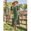 Zeagoo Womens Summer Dresses 2026 Casual Midi Dress Flowy Sundress Ruffle Short Sleeve Tiered Dresses A Line Boho Dress(Green Floral)