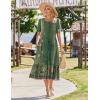 Zeagoo Womens Summer Dresses 2026 Casual Midi Dress Flowy Sundress Ruffle Short Sleeve Tiered Dresses A Line Boho Dress(Green Floral)