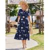 Zeagoo Womens Summer Dresses 2026 Casual Midi Dress Flowy Sundress Ruffle Short Sleeve Tiered Dresses A Line Boho Dress(Navy Floral 01)